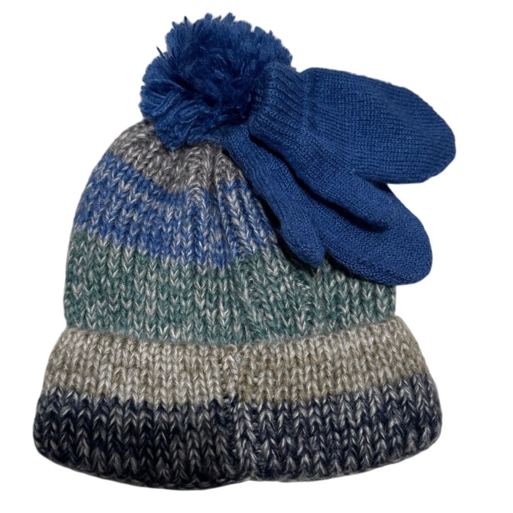 SWISS TECH Beanie & Mittens Set NWT Blue Green Toddler OS Ages 24 mos. & older